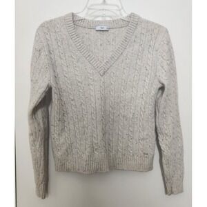 Aritzia‎ TNA Recycled Cashmere & Wool Cable Knit Oatmeal Sweater Sm Sustainable